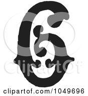 Royalty Free RF Clip Art Illustration Of A Black And White Vintage Digit Number 6 by BestVector