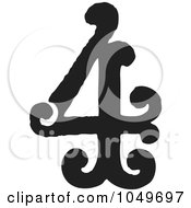 Royalty Free RF Clip Art Illustration Of A Black And White Vintage Digit Number 4 by BestVector