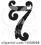 Royalty Free RF Clip Art Illustration Of A Black And White Vintage Digit Number 7 by BestVector