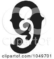Royalty Free RF Clip Art Illustration Of A Black And White Vintage Digit Number 9 by BestVector