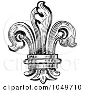 Royalty Free RF Clip Art Illustration Of A Vintage Black And White Fleur De Lys Logo by BestVector