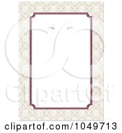 Poster, Art Print Of Burgandy And Beige Floral Border Around White Copyspace - 1