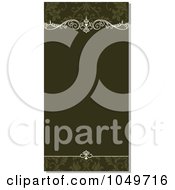 Royalty Free RF Clip Art Illustration Of A Vertical Olive Green Floral Invitation Background With Shading
