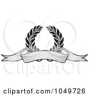 Royalty Free RF Clip Art Illustration Of A Vintage Grayscale Award Crest And Blank Banner 4