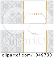 Poster, Art Print Of Digital Collage Of Horizontal Gray And Gold Damask Floral Invitation Backgrounds