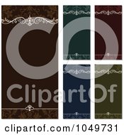 Poster, Art Print Of Digital Collage Of Vertical Green Brown Red And Blue Floral Invitation Backgrounds With Shading