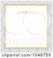 Poster, Art Print Of Golden Frame And Gray Damask Around White Copyspace