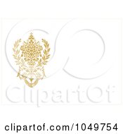 Poster, Art Print Of Off White Invitation With A Golden Floral Design And Copyspace