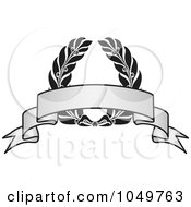 Royalty Free RF Clip Art Illustration Of A Vintage Grayscale Award Crest And Blank Banner 2