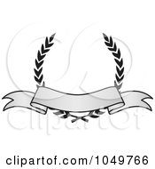 Royalty Free RF Clip Art Illustration Of A Vintage Grayscale Award Crest And Blank Banner 1