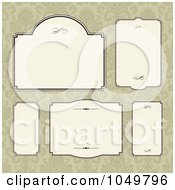 Poster, Art Print Of Digital Collage Of Beige Labels Over Tan Damask