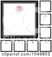 Poster, Art Print Of Digital Collage Of Black And Gray Square Frames With Red Swirl Designs Around White Copyspace