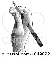 Royalty Free RF Clip Art Illustration Of A Black And White Retro Drawing Hand 3