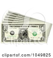 Royalty Free RF Clip Art Illustration Of A Stack Of Fanned Dollar Bills