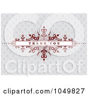 Royalty Free RF Clip Art Illustration Of A Dark Red Thank You Burst Over A Gray Pattern