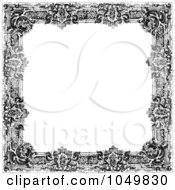 Royalty Free RF Clip Art Illustration Of A Black And White Vintage Victorian Frame Around White Space