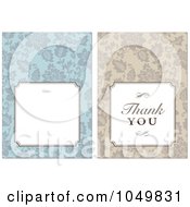 Poster, Art Print Of Digital Collage Of A Beige Thank You Label And A Blue Floral Invitation