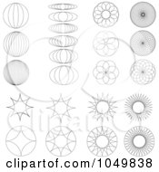 Royalty Free RF Clip Art Illustration Of A Digital Collage Of Black And White Circles And Bursts by BestVector