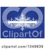 Royalty Free RF Clip Art Illustration Of A White Burst Text Bar Over A Blue Snowflake Pattern by BestVector