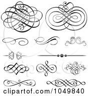 Digital Collage Of Vintage Victorian Swirl And Rule Design Elements