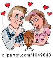 Royalty Free RF Clip Art Illustration Of A Loving Couple Sharing A Malt Milkshake