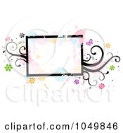 Poster, Art Print Of Grungy Rectangular Frame With Splatters Vines And Butterflies