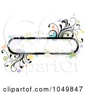 Poster, Art Print Of Grungy Rounded Long Frame With Splatters Vines And Butterflies