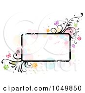Royalty Free RF Clip Art Illustration Of A Grungy Rounded Rectangular Frame With Splatters Vines And Butterflies by BNP Design Studio