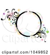 Royalty Free RF Clip Art Illustration Of A Grungy Circle Frame With Splatters Vines And Butterflies by BNP Design Studio