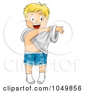 Happy Cartoon Boy Getting Dressed