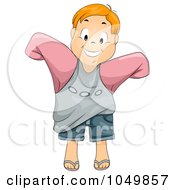 Royalty Free RF Clip Art Illustration Of A Happy Boy Wearing A Large Second Hand Sweater