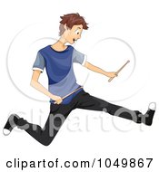 Teen Boy Jumping With Drum Sticks