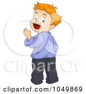 Royalty Free RF Clip Art Illustration Of A Boy Looking Back And Calling