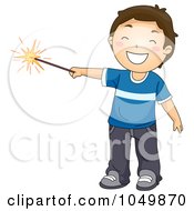 Poster, Art Print Of Boy Holding Out A New Year Or Fourth Of July Sparkler