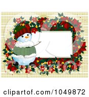 Poinsettia And Snowman Frame With White Copyspace