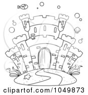 Poster, Art Print Of Coloring Page Outline Of A Castle Underwater