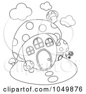 Poster, Art Print Of Coloring Page Outline Of A Mushroom House