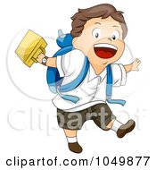 Poster, Art Print Of Happy Boy Skipping Home After School