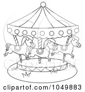 Poster, Art Print Of Coloring Page Outline Of A Carousel