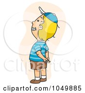 Royalty Free RF Clip Art Illustration Of A Boy Crossing His Fingers Behind His Back