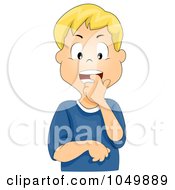 Poster, Art Print Of Nervous Cartoon Boy Biting His Finger