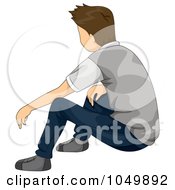 Royalty Free RF Clip Art Illustration Of A Sitting Teen Boy