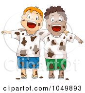 Poster, Art Print Of Two Dirty Boys After A Mud Fight