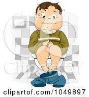 Royalty Free RF Clip Art Illustration Of A Sick Boy On A Toilet