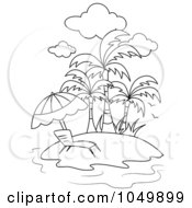 Poster, Art Print Of Coloring Page Outline Of A Lounge Chair On A Tropical Beach