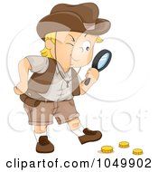 Poster, Art Print Of Treasure Hunting Boy Finding Gold Coins