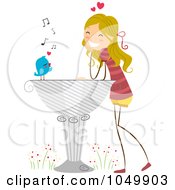 Poster, Art Print Of Bird Delivering A Love Letter To A Stick Girl