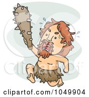 Poster, Art Print Of Caveman Chasing With A Club
