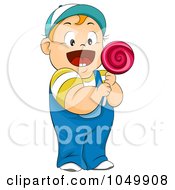 Poster, Art Print Of Happy Chubby Boy Holding A Lolipop