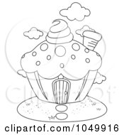 Poster, Art Print Of Coloring Page Outline Of A Cupcake House